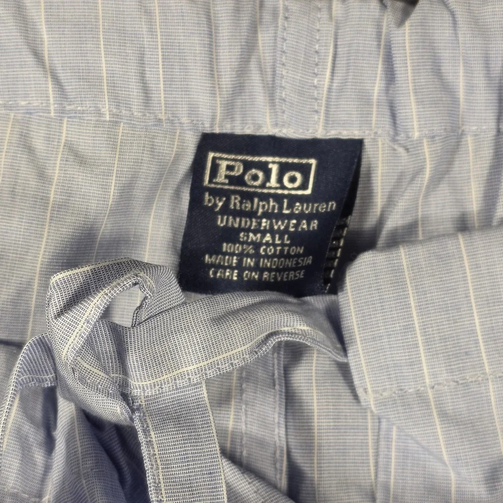 Vintage Polo Ralph Lauren Luxury Sleepwear Pajama Set Mens Small Blue Pinstripe